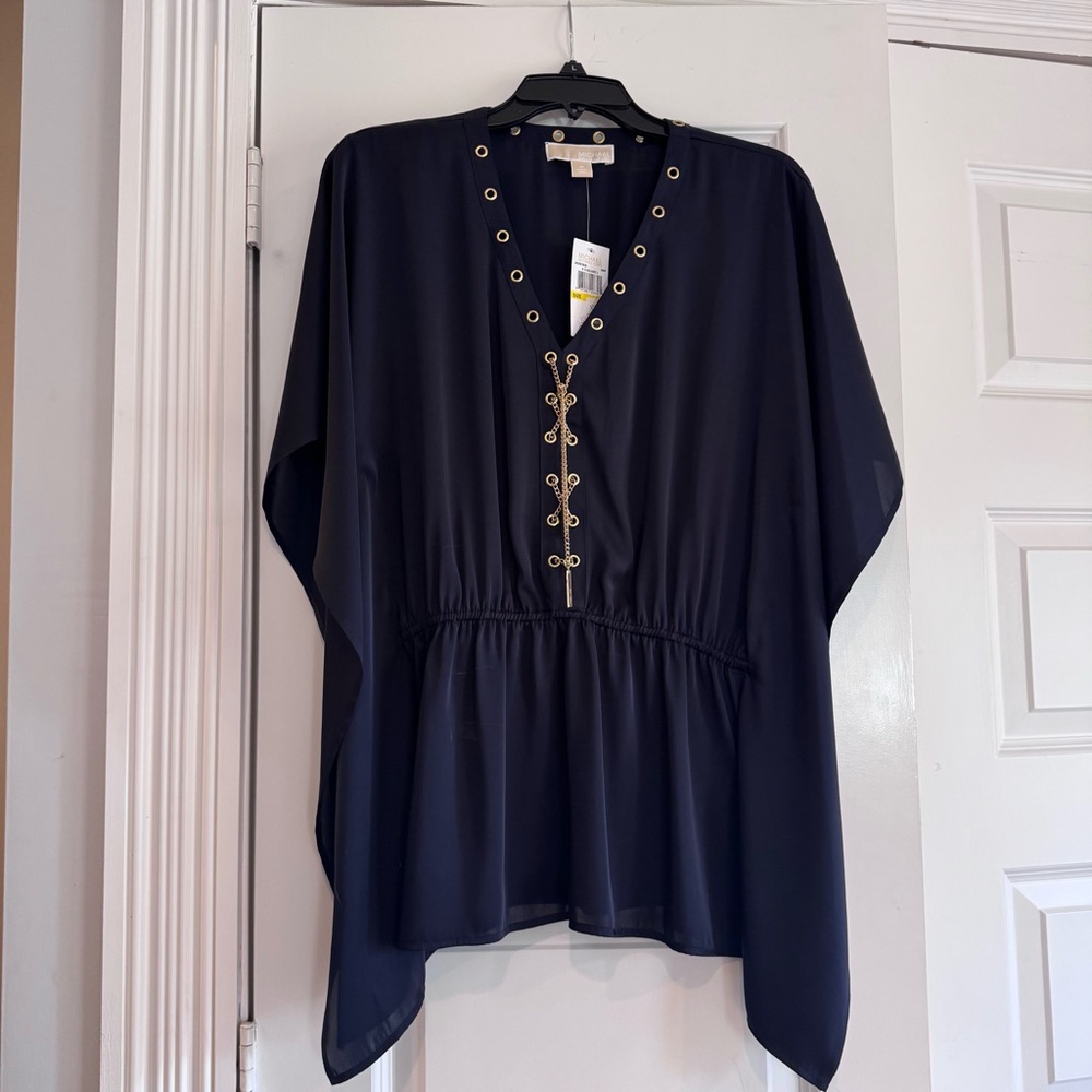 Michael Kors Navy Grommet Detail Women's Top